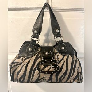 Guess black & tan tiger stripe handbag